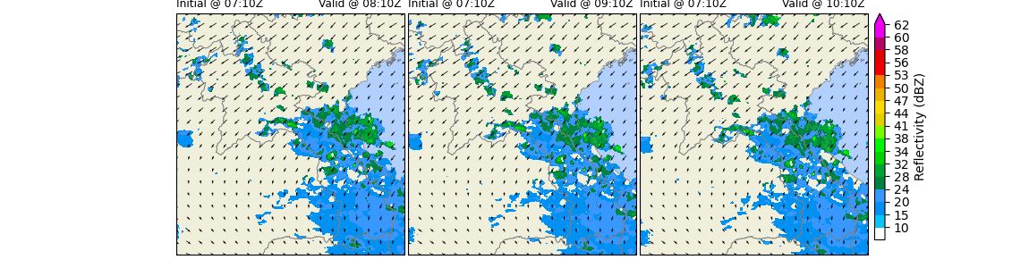 Nowcast Initial @ 07:10Z, Initial 2019-07-31 Valid @ 08:10Z , Nowcast Initial @ 07:10Z, Initial 2019-07-31 Valid @ 09:10Z , Nowcast Initial @ 07:10Z, Initial 2019-07-31 Valid @ 10:10Z